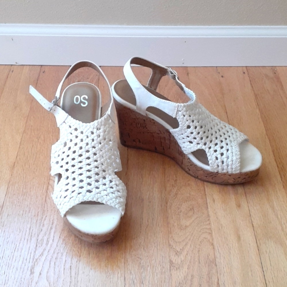 White wedge sandals